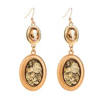 1 Pair Glam Classical Oval Plating Inlay Alloy Pu Glass Drop Earrings main image 5