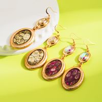 1 Pair Glam Classical Oval Plating Inlay Alloy Pu Glass Drop Earrings main image 7