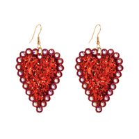 1 Pair Elegant Romantic Heart Shape Plating Inlay Pu Leather Alloy Rhinestones Drop Earrings main image 5