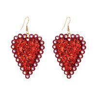 1 Pair Elegant Romantic Heart Shape Plating Inlay Pu Leather Alloy Rhinestones Drop Earrings sku image 1