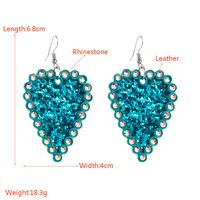 1 Pair Elegant Romantic Heart Shape Plating Inlay Pu Leather Alloy Rhinestones Drop Earrings main image 2