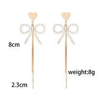 1 Pair IG Style Simple Style Tassel Bow Knot Plating Inlay Copper Drop Earrings main image 2