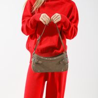 Women's Pu Leather Solid Color Vintage Style Classic Style Sewing Thread Dumpling Shape Zipper Shoulder Bag main image 4