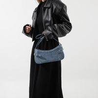 Women's Pu Leather Solid Color Vintage Style Classic Style Sewing Thread Dumpling Shape Zipper Shoulder Bag sku image 1