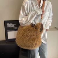 Women's Plush Solid Color Vintage Style Classic Style Sewing Thread Square Zipper Shoulder Bag main image 1