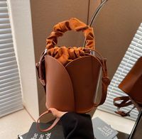 Women's Medium Pu Leather Solid Color Elegant Bucket String Crossbody Bag sku image 3