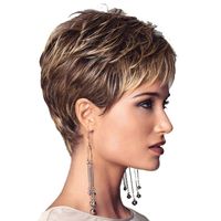Women's Sweet Simple Style Holiday Home High Temperature Wire Short Straight Hair Wigs sku image 1
