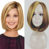 Women's Sweet Simple Style Holiday Home High Temperature Wire Centre Parting Short Straight Hair Wigs main image 5