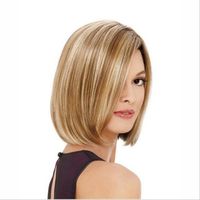 Women's Sweet Simple Style Holiday Home High Temperature Wire Centre Parting Short Straight Hair Wigs main image 4
