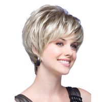 Women's Sweet Simple Style Holiday Home High Temperature Wire Centre Parting Short Straight Hair Wigs main image 5