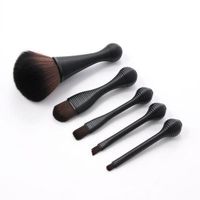 Vintage Style White Champagne Black Artificial Fiber Wooden Handle Plastic Handle Makeup Brushes 1 Set main image 3