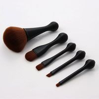 Vintage Style White Champagne Black Artificial Fiber Wooden Handle Plastic Handle Makeup Brushes 1 Set sku image 5