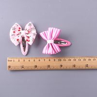 Girl's Sweet Stripe Fruit Bow Knot Cloth Printing Hair Clip main image 2