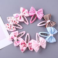 Girl's Sweet Stripe Fruit Bow Knot Cloth Printing Hair Clip main image 1