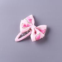 Girl's Sweet Stripe Fruit Bow Knot Cloth Printing Hair Clip sku image 4