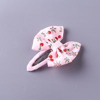Girl's Sweet Stripe Fruit Bow Knot Cloth Printing Hair Clip sku image 3