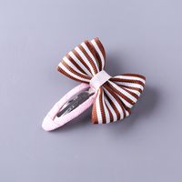 Girl's Sweet Stripe Fruit Bow Knot Cloth Printing Hair Clip sku image 5