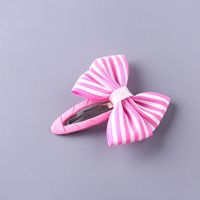 Girl's Sweet Stripe Fruit Bow Knot Cloth Printing Hair Clip sku image 7