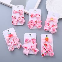 Girl's Sweet Cherry Strawberry Bow Knot Cloth Hair Clip main image 6