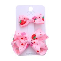 Girl's Sweet Cherry Strawberry Bow Knot Cloth Hair Clip main image 3