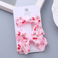 Girl's Sweet Cherry Strawberry Bow Knot Cloth Hair Clip sku image 1