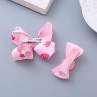 Girl's Sweet Cherry Strawberry Bow Knot Cloth Hair Clip main image 5