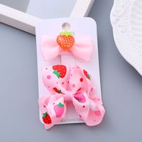 Girl's Sweet Cherry Strawberry Bow Knot Cloth Hair Clip sku image 4