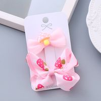 Girl's Sweet Cherry Strawberry Bow Knot Cloth Hair Clip sku image 6