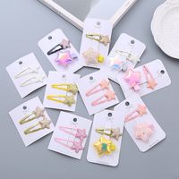 Girl's Simple Style Star Solid Color Alloy Stoving Varnish Hair Clip main image 1