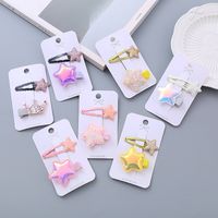 Girl's Simple Style Star Solid Color Alloy Stoving Varnish Hair Clip main image 3
