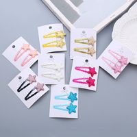 Girl's Simple Style Star Solid Color Alloy Stoving Varnish Hair Clip main image 4