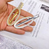 Women's Casual Simple Style Solid Color Metal Plating Inlay Rhinestones Hair Clip main image 3