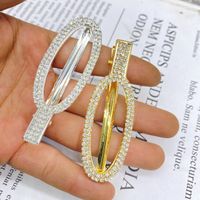 Women's Casual Simple Style Solid Color Metal Plating Inlay Rhinestones Hair Clip main image 4