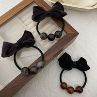 Women's Casual Sweet Bow Knot Cloth Beaded Hair Tie main image 2