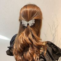 Frau Einfacher Stil Glänzend Bogenknoten Messing Inlay Strasssteine Haarklammer main image 5