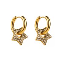 1 Pair Simple Style Pentagram Stainless Steel Rhinestones Drop Earrings main image 6
