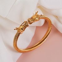 Simple Style Cool Style Dragon Stainless Steel Plating Inlay Zircon 18k Gold Plated Men's Bangle sku image 4
