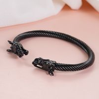 Simple Style Cool Style Dragon Stainless Steel Plating Inlay Zircon 18k Gold Plated Men's Bangle sku image 3