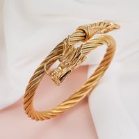 Simple Style Cool Style Dragon Stainless Steel Plating Inlay Zircon 18k Gold Plated Men's Bangle sku image 6
