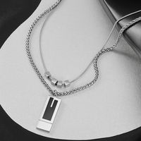 Hip-Hop Geometric Rectangle Stainless Steel Polishing Men's Pendant Necklace main image 4