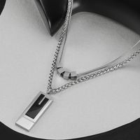 Hip-Hop Geometric Rectangle Stainless Steel Polishing Men's Pendant Necklace main image 3