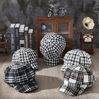 Unisex Simple Style Color Block Checkered Curved Eaves Beret Hat main image 5