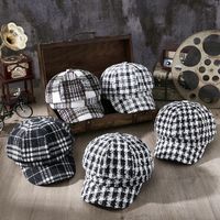 Unisex Simple Style Color Block Checkered Curved Eaves Beret Hat main image 3