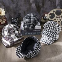 Unisex Simple Style Color Block Checkered Curved Eaves Beret Hat main image 2