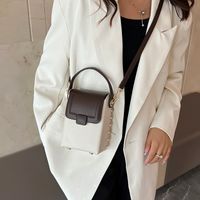 Women's Pu Leather Color Block Vintage Style Classic Style Sewing Thread Square Flip Cover Shoulder Bag main image 1