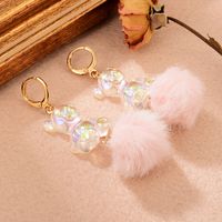 1 Pair Cute Sweet Bear Resin Copper Drop Earrings main image 5