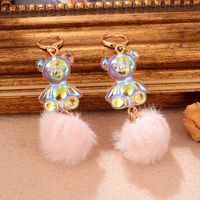 1 Pair Cute Sweet Bear Resin Copper Drop Earrings main image 4