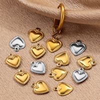 50 Pcs/package Simple Style Heart Shape Stainless Steel Plating Pendant Jewelry Accessories main image 5