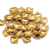 50 Pcs/package Simple Style Heart Shape Stainless Steel Plating Pendant Jewelry Accessories sku image 2