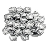 50 Pcs/package Simple Style Heart Shape Stainless Steel Plating Pendant Jewelry Accessories sku image 1